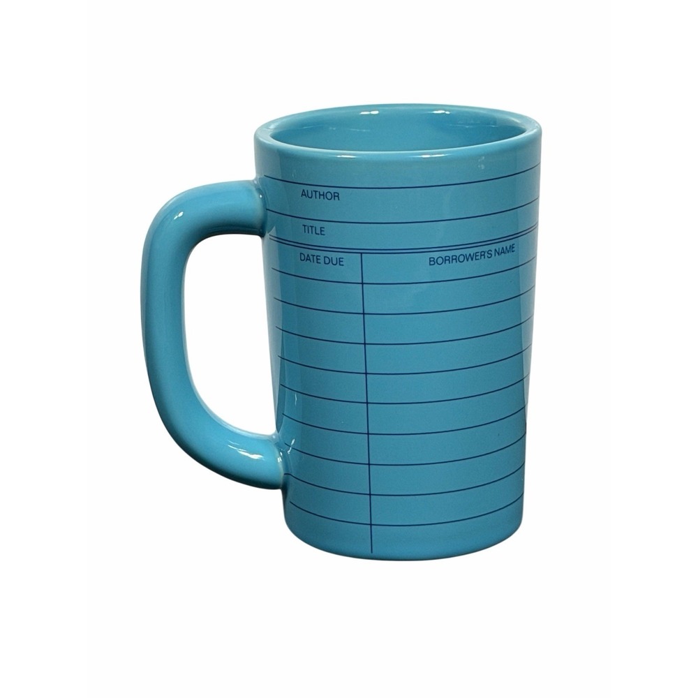Library Card Coffee Tea Mug  OUT OF PRINT Est. 1984 Blue